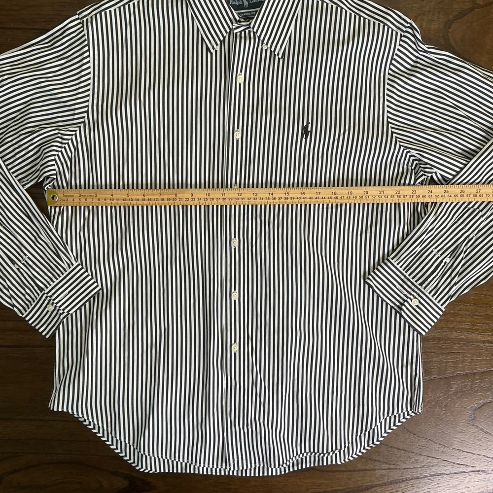 Ralph Lauren Mens Classic Fit Striped Button Down Shirt XL Navy Blue White Pony - Picture 3 of 7